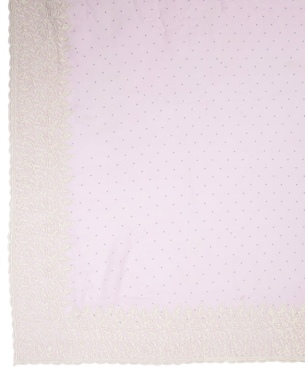 Georgette Lavender Color White Embroidery Border  Saree