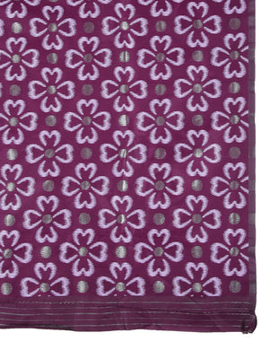 Lavener Color Art Silk Plain Saree With Purple Floral Printed Border And Pallu