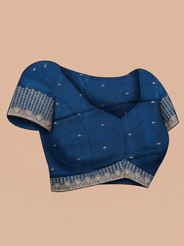 Vijithra Silk Navy Blue Zari Embroidered Designer Saree