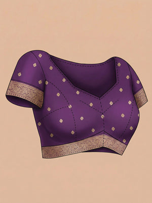 Semi Silk Deep Purple & Gold Striped Zari Pattern Saree