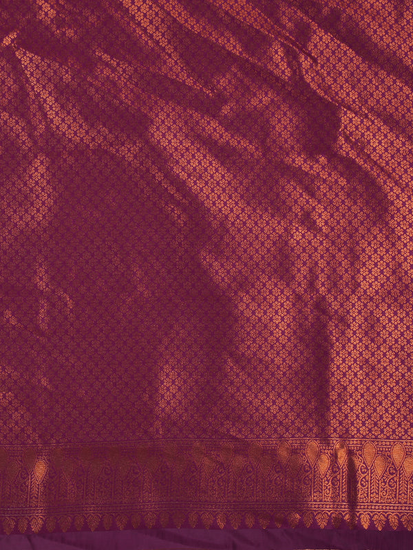 Light Lavender Art Silk Saree With Ikat Design Over Body And Purple Border