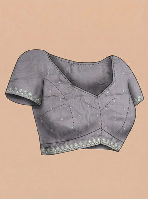 Vijithra Silk Violet Stone Work Zari Border Designer Saree