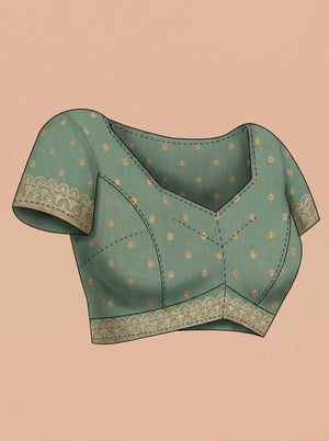 Shimmer Organza Olive Green Plain Designer Saree with Decorated Border