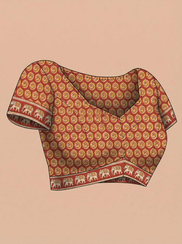 Semi Jute Mustard Elephant Motif Saree