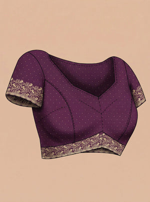 Vijithra Silk Wine Purple Zari Embroidered Designer Saree