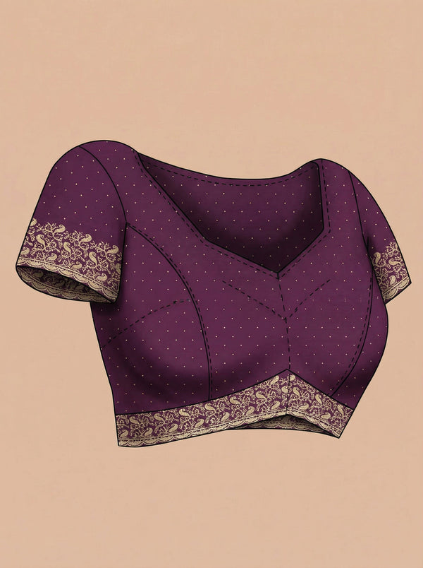 Vijithra Silk Wine Purple Zari Embroidered Designer Saree