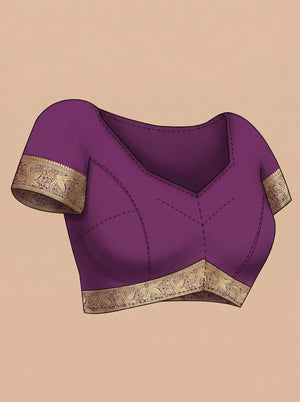 Art Silk Deep Purple Zari Woven Saree with Floral Butta