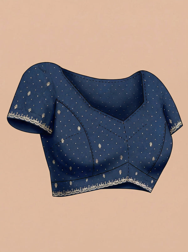Shimmer Organza Blue Diagonal Stripe Designer Saree with Sequin Work and Embroidered Border