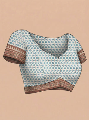 Chanderi Cotton Rust Brown Tribal Border Saree