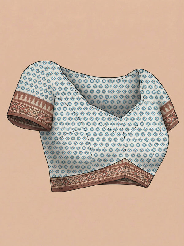 Chanderi Cotton Rust Brown Tribal Border Saree