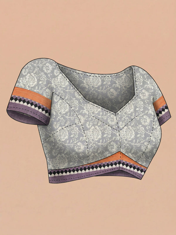 Chanderi Cotton Rust Brown Saree With Black Checked Border
