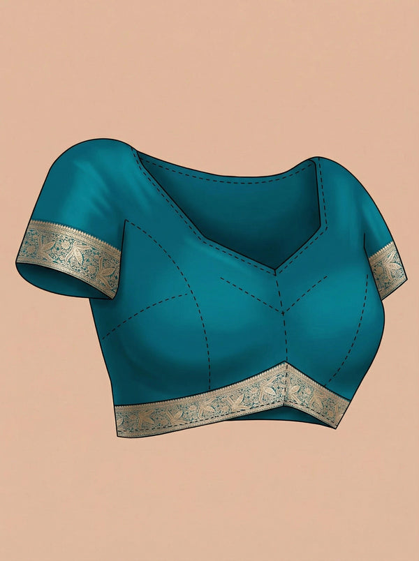Art Silk Peacock Blue Zari Woven Saree with Floral Butta