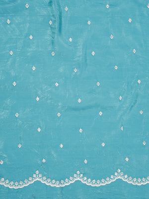 Sea Green Organza Saree With Multi Floral Thread Work Over Body