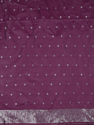 Lavener Color Art Silk Plain Saree With Purple Floral Printed Border And Pallu