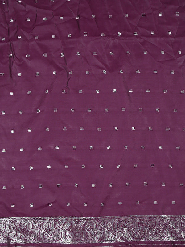 Lavener Color Art Silk Plain Saree With Purple Floral Printed Border And Pallu
