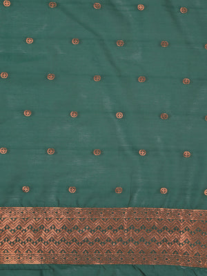Purple Color Poly Silk Saree With Copper Thread Worked Buttas Over Body