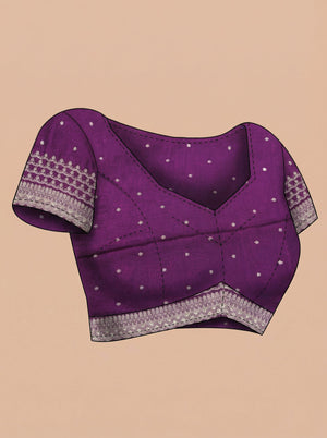 Vijithra Silk Violet Floral Embroidery Saree