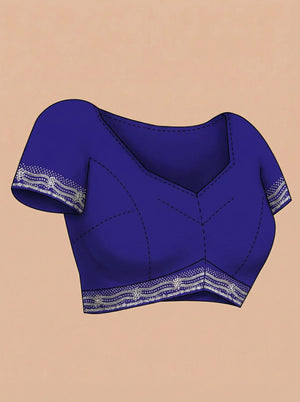 Organza Royal Blue Stone Work  Designer Saree