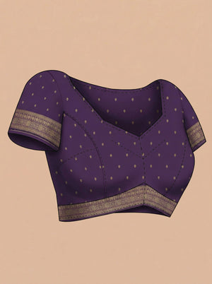 Art Silk Mauve and Deep Purple Zari Woven Saree with Floral Butta