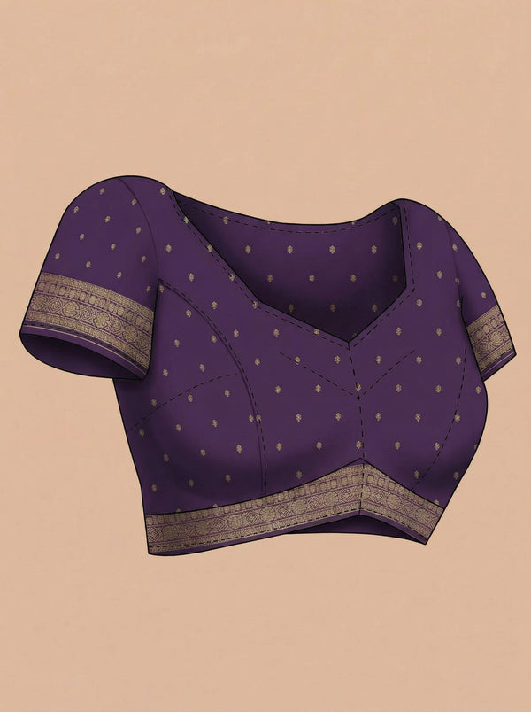Art Silk Mauve and Deep Purple Zari Woven Saree with Floral Butta