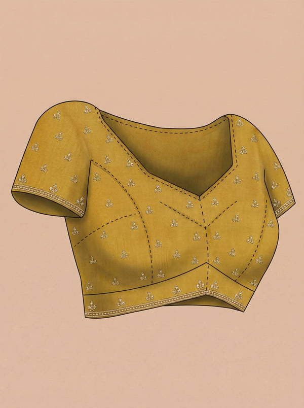 Vijithra Silk Mustard Yellow  Zari Scalloped Border Designer Saree