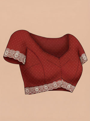 Shimmer Organza Brick Brown Plain Designer Saree with Micro Dot Work and Heavy Embroidered Border