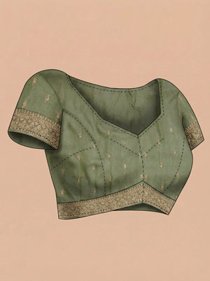 Vijithra Silk Olive Green Rich Zari Border Designer Saree