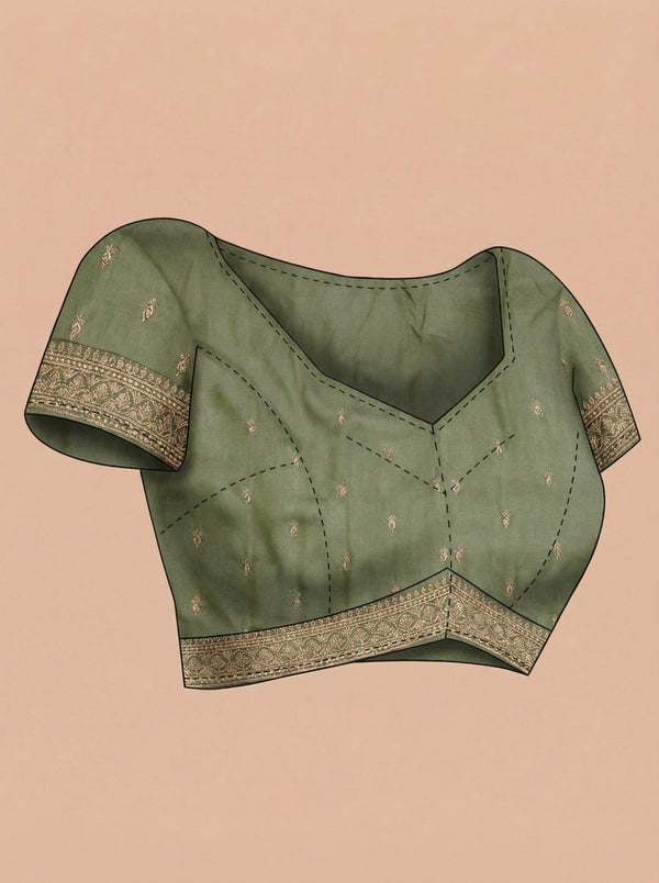 Vijithra Silk Olive Green Rich Zari Border Designer Saree