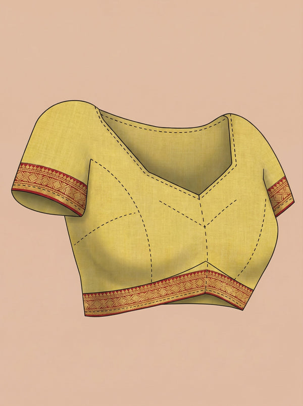 Chanderi Cotton Yellow Embroidered Floral Pattern Saree