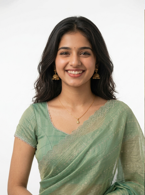 Organza Pastel Green Ombre Stone Stripe Designer Saree