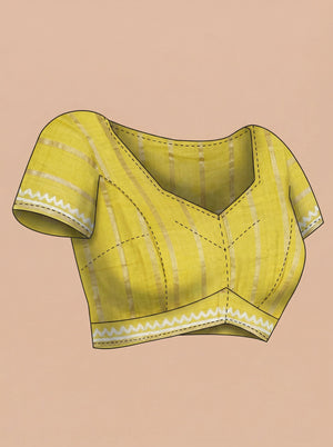 Chanderi Cotton Mustard Yellow Ethnic Print Saree