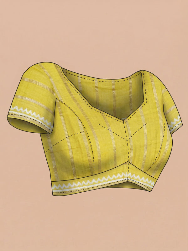 Chanderi Cotton Mustard Yellow Ethnic Print Saree