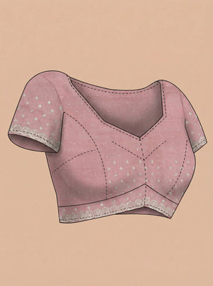 Shimmer Organza Baby Pink Designer Saree with Micro Dot Work and Heavy Embroidered Border