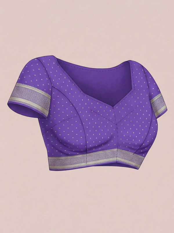 Chanderi Silk Purple Zari Border Saree