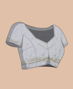 Organza Ethnic Wear Grey Colour Saree