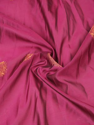 Purple Color Poly Silk Saree With Copper Thread Worked Buttas Over Body