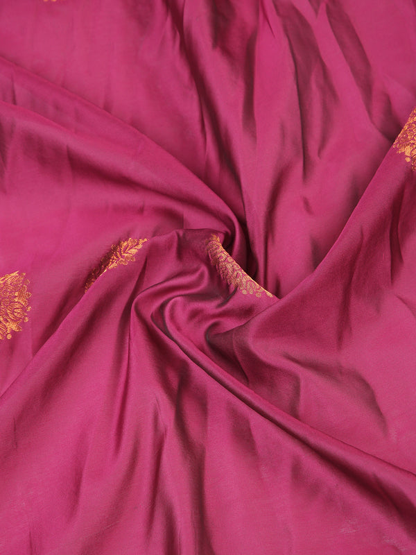 Purple Color Poly Silk Saree With Copper Thread Worked Buttas Over Body