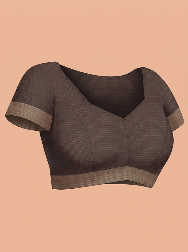 Semi Jute Coffee Brown Traditional Motif Border Saree
