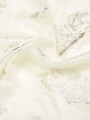 Cream Color Soft Organza Chiffon Saree With Foil Floral Print Over Body