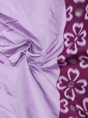 Lavener Color Art Silk Plain Saree With Purple Floral Printed Border And Pallu