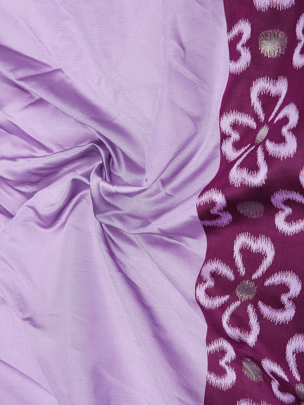 Lavener Color Art Silk Plain Saree With Purple Floral Printed Border And Pallu
