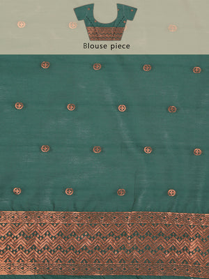 Purple Color Poly Silk Saree With Copper Thread Worked Buttas Over Body