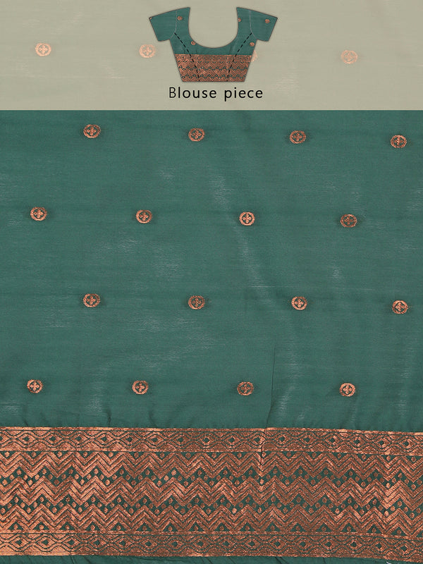 Purple Color Poly Silk Saree With Copper Thread Worked Buttas Over Body
