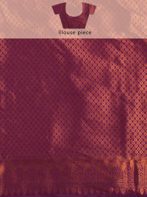 Light Lavender Art Silk Saree With Ikat Design Over Body And Purple Border