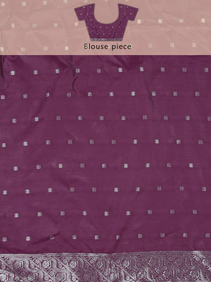 Lavener Color Art Silk Plain Saree With Purple Floral Printed Border And Pallu