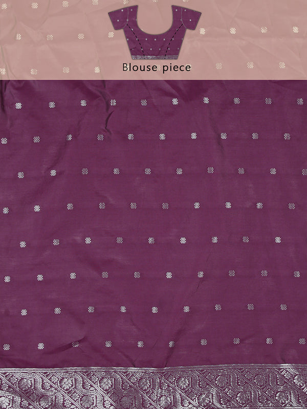 Lavener Color Art Silk Plain Saree With Purple Floral Printed Border And Pallu