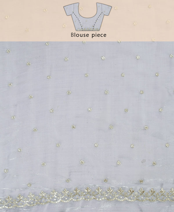 Organza Ethnic Wear Grey Colour Saree