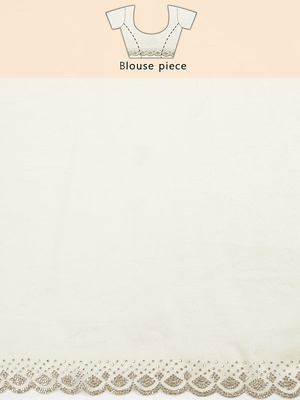 Cream Color Soft Organza Chiffon Saree With Foil Floral Print Over Body