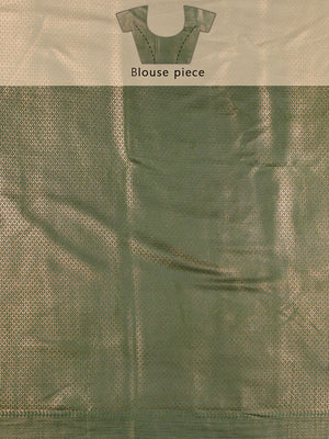 Yellow Green Color Golden Woven Designed Kubera Silk Saree With Bottle Green Border