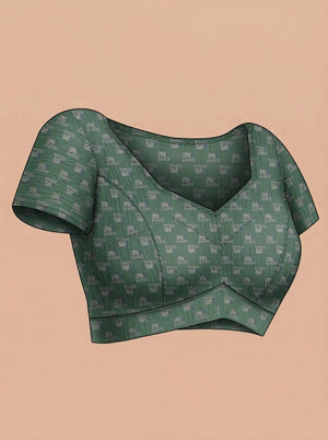 Cotton Dark Green Printed Saree with Abstract Floral Design